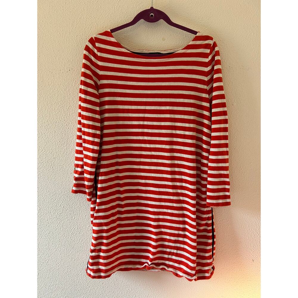 J Crew Striped Long Sleeve 100% Cotton Boat Neck Dress